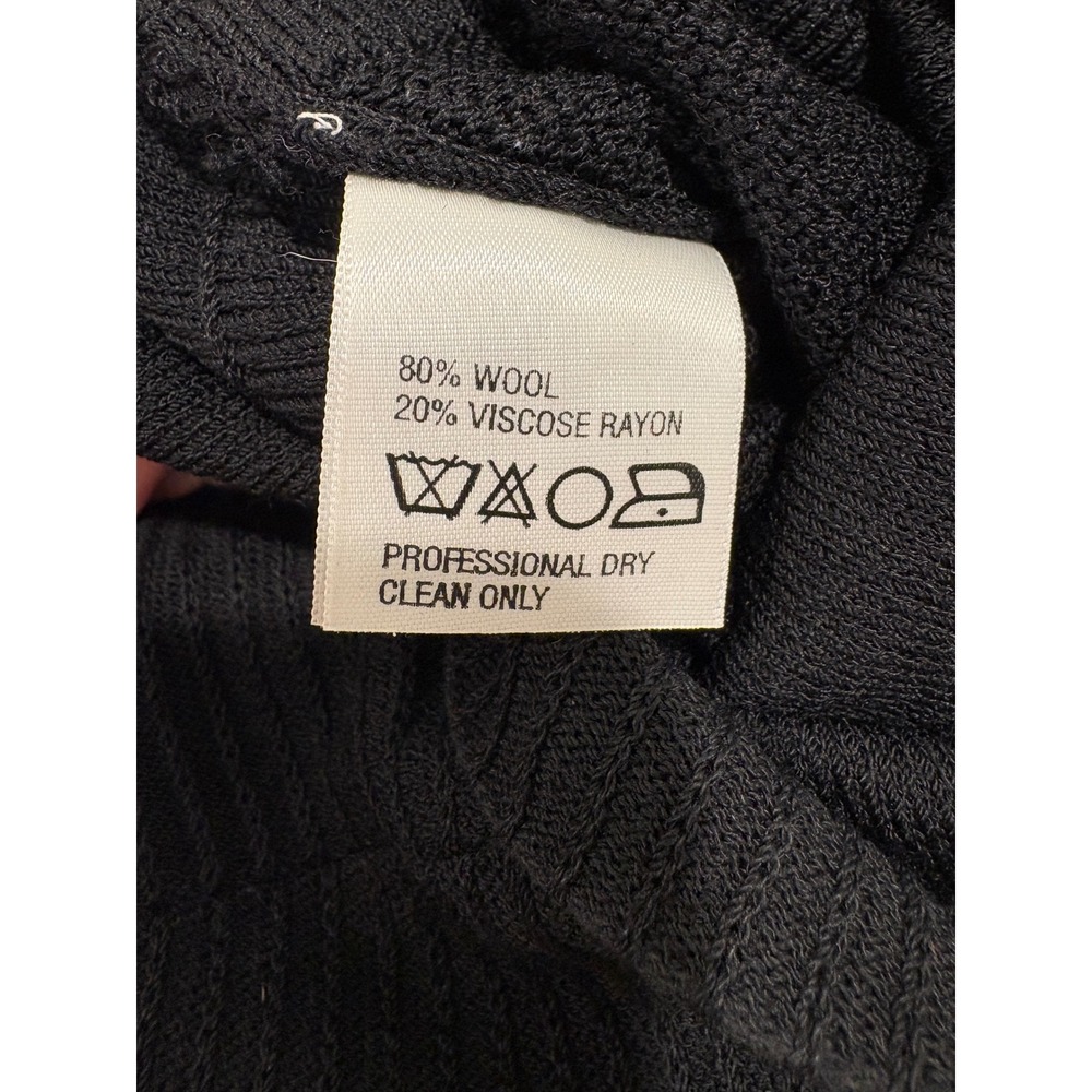 Vintage St. John Knit Dress S Black Santana Mock Neck Ribbed Quiet Luxury chic - Picture 10 of 10